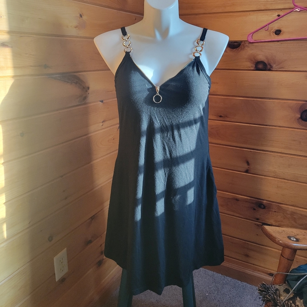 2 Cover-ups Black ETCYY Dress and White Overall Style Both Size Large - Picture 2 of 13